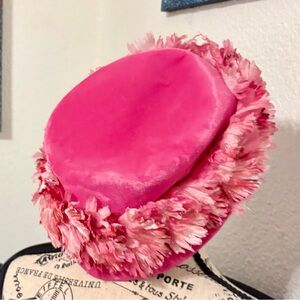 NAADAM Pink Velvet Hat with Floral Accent